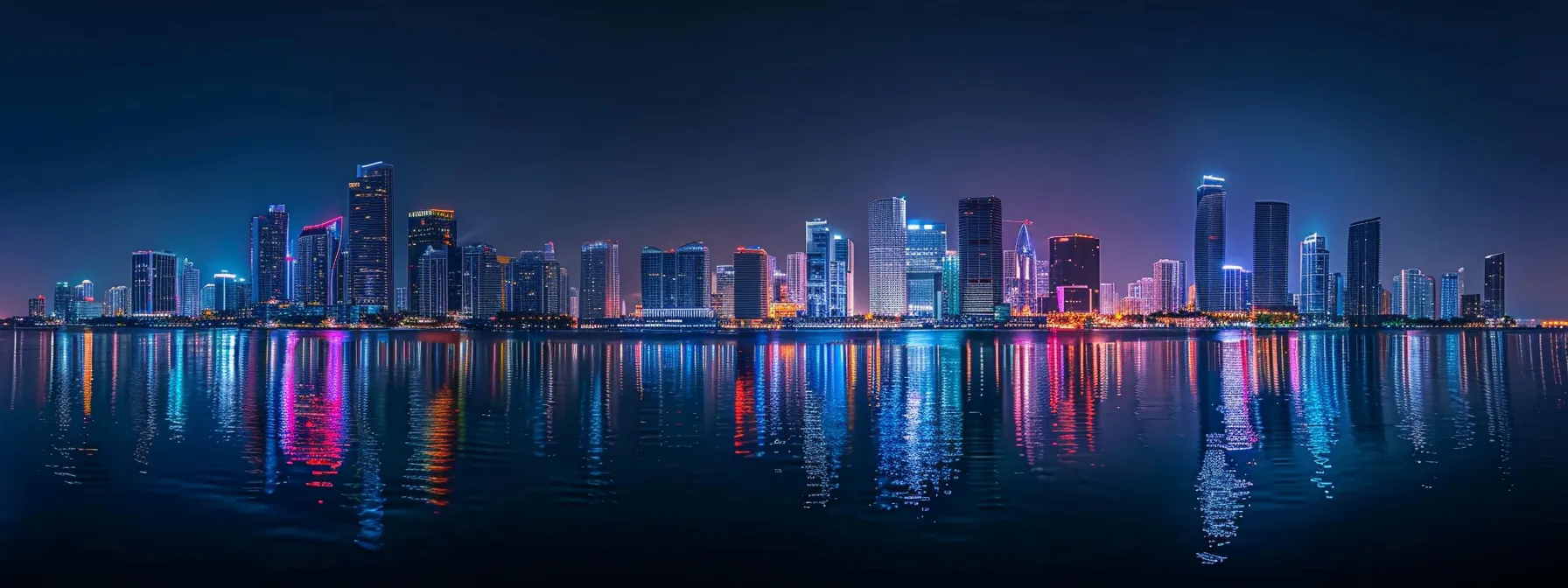 vibrant miami skyline reflecting in the crystal-clear waters of biscayne bay during a home appraisal inspection.