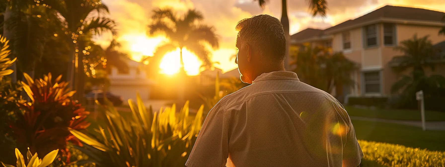 a homeowner in miami looks at their property with uncertainty and contemplation.